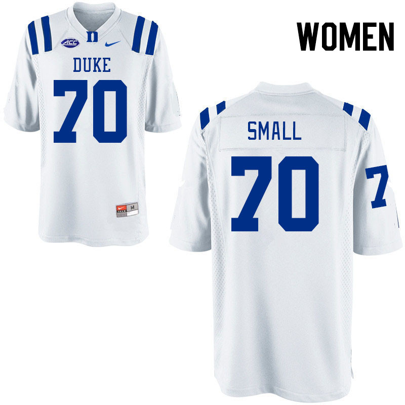 Women #70 Jack Small Duke Blue Devils College Football Jerseys Stitched-White